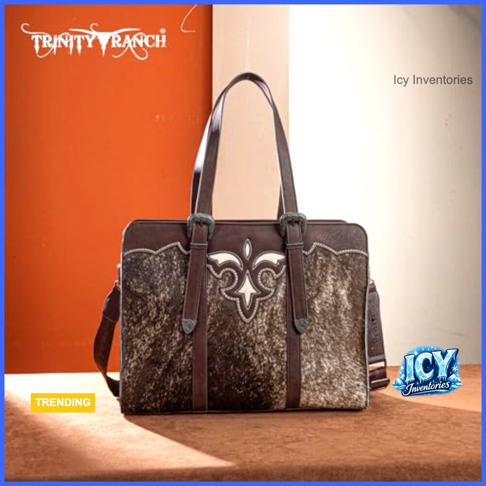 Genuine Cowhide Duffel Bag with Horsehair Accents Large Travel Tote - Picture 3 of 6